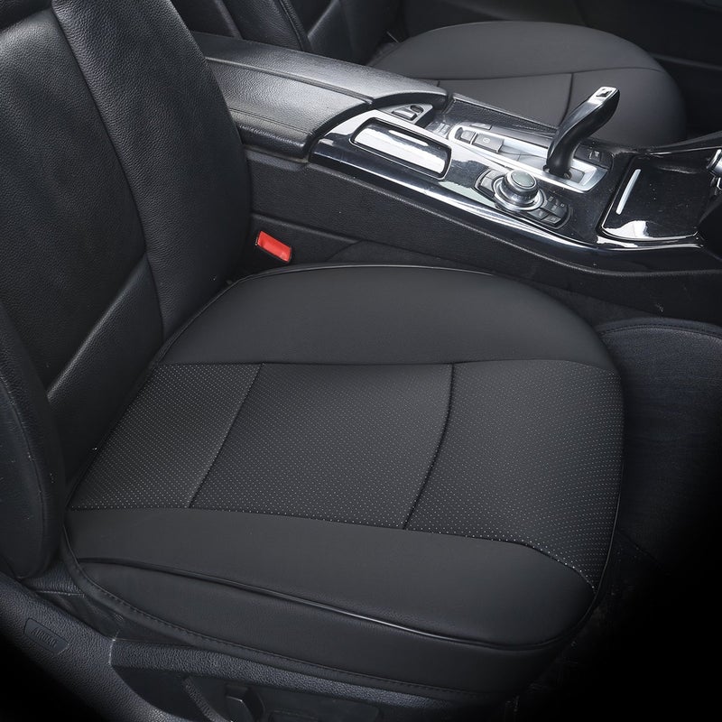 EDEALYN Ultra-Luxury PU Leather Car Seat Protection Car Seat Cover for Most Four-Door Sedan & SUV Single Seat Without Backrest 1PCS (W 20.5''? L21''?Thick 0.2'') (3D - Black) - Image 1